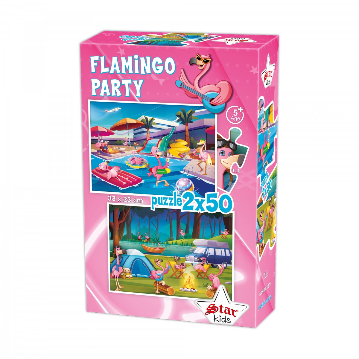 2 x 50 Parça Flamingo Partisi Puzzle
